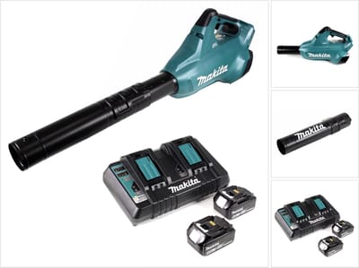 Makita DUB 362 PT accu bladblazer 36V + 2x oplaadbare batterijen 5.0Ah + dubbele lader