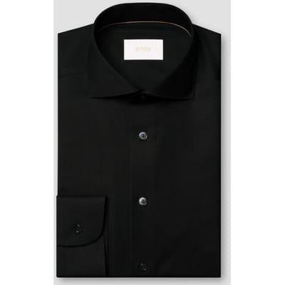 Eton Overhemd Solid Color Ultra Soft Super 120s Merino Wool Zwart / male