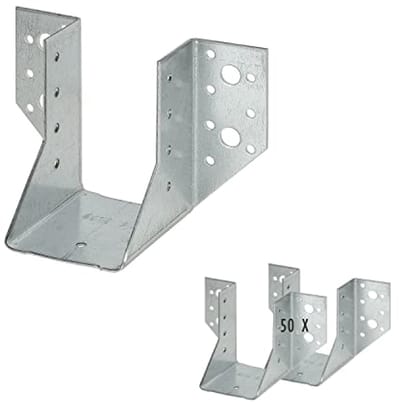 50x Balkschoenen Type A, 60x100 mm, Verzinkt Staal, Weerbestendig, CE-Gecertificeerd, Houtconnector voor Bouwprojecten