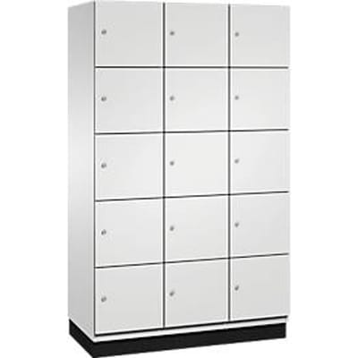 C+P Cambio lockerkast, 3 vakken, 15 vakken, met plint, B 1200 x D 525 x H 1980 mm, lichtgrijs