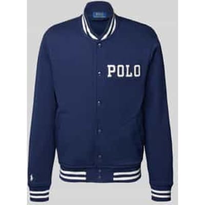 Collegejack met labelstitching en steekzakken