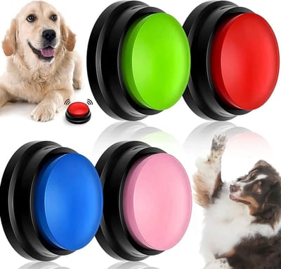 Hondentraining Buzzer met Opnamefunctie, 4 Stuks Geluidsknoppen voor Interactie, Trainingsbel en Spreekbel voor Honden