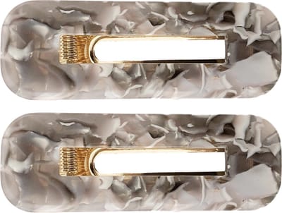 Lajetti - haarspeld grijs 2 stuks - haarclip grijs schuifspeldje rechthoekig - haaraccessoire