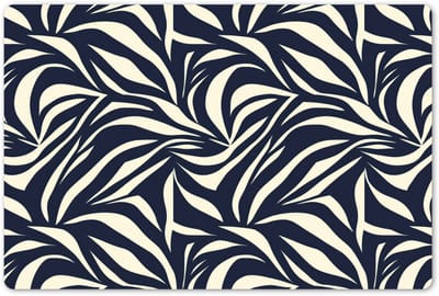 Placemats 45x30 cm - Placemat kunststof - 1 stuk - Bladvormen - Blauw - Patroon - Wit - Borden onderleggers - Decoratie voor op tafel - Keuken tafeldecoratie accessoires - Vinyl onderlegger - Tafelversiering