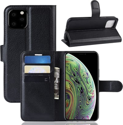 MobyDefend Hoesje - Geschikt voor iPhone 11 Pro - Kunstleren Wallet Book Case (Sluiting Voorkant) - Zwart