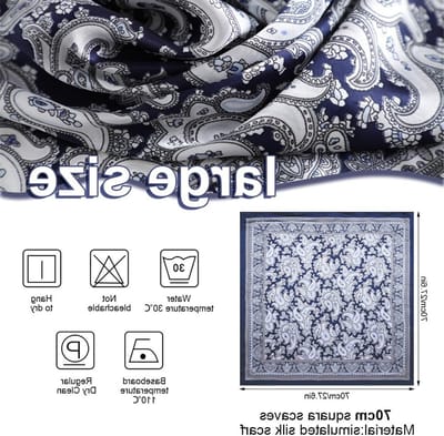 Set van 3 Satijnen Bandana Sjaals voor Vrouwen met Grote Vierkante Print in Diverse Kleuren - Ideaal voor Nek en Hoofd