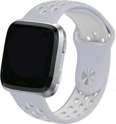 Shop4 - Geschikt voor Fitbit Versa Bandje - Siliconen Grijs Wit