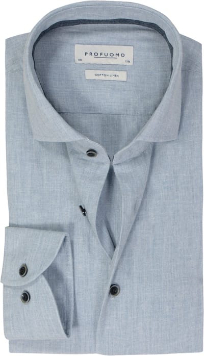 Profuomo slim fit heren overhemd - Oxford - lictblauw - Strijkvriendelijk - Boordmaat: 43
