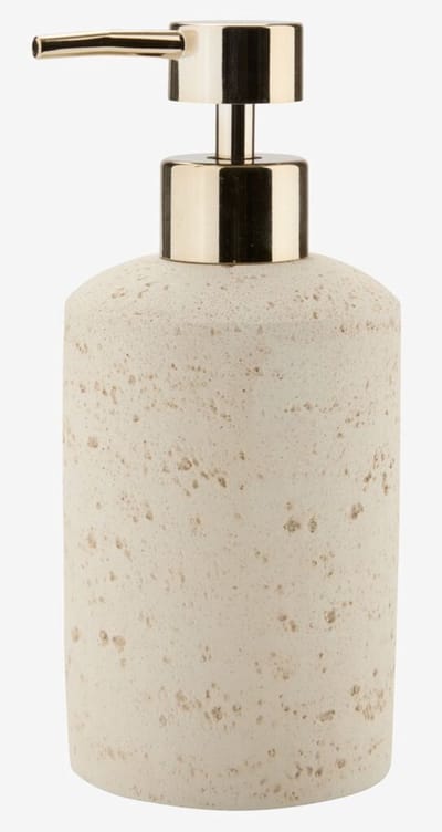 Supershopper - Luxe Zeepdispenser – Beige Steenlook – Gouden Pomp – 400 ml – Moderne Navulbare Dispenser voor Badkamer & Keuken
