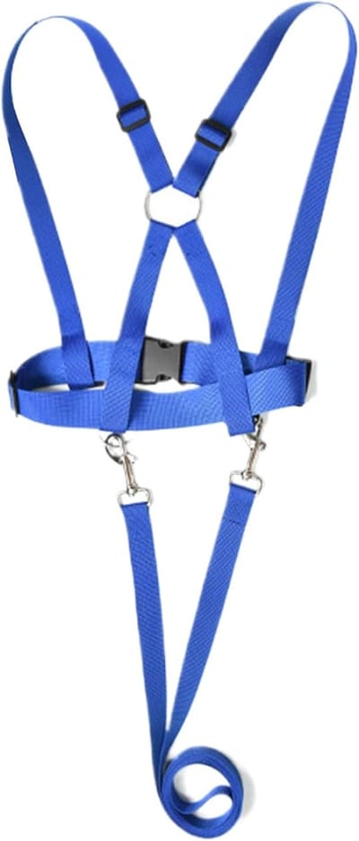 Paardentuig Kinderen - Speeluitrusting Tiener - Buitenactiviteiten Spel - Verstelbare Borstband - Trekkoord 200 cm - Blauw