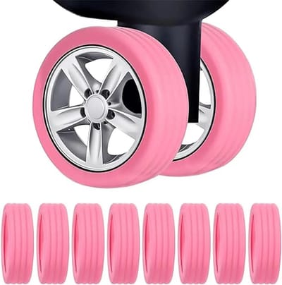 Premium Siliconen Kofferwiel Beschermers Roze – Set Van 8 Stuks – Koffer – Koffers – Handbagage – Hoes – Beschermer – Kofferhoes – Elastisch – Reizen – Reisaccessoires – Reisset – Reis - Accessoires