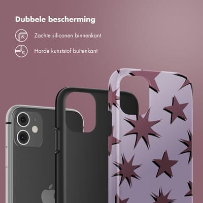 Selencia Hoesje - Geschikt voor Apple iPhone 11 - Backcover - Stars Plum Lilac
