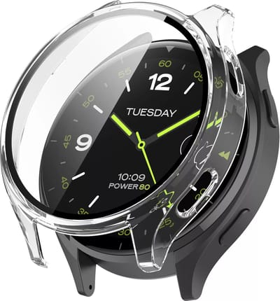Strap-it Hard case hoesje met glazen screen protector - geschikt voor de standaard Xiaomi Watch 2 (transparant)