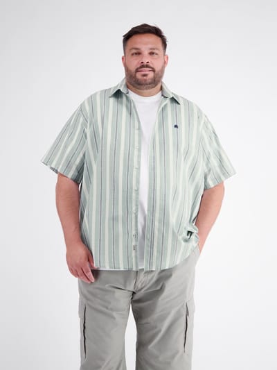 LERROS Comfortabel overhemd met korte mouwen en stijlvolle strepen, grote maten , Maat: 4XL , Kleur: BAY GREEN , 100% katoen
