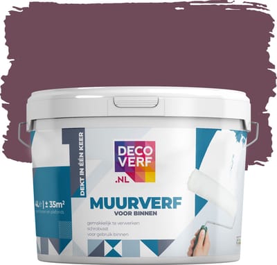 Decoverf muurverf mat aubergine, 4L