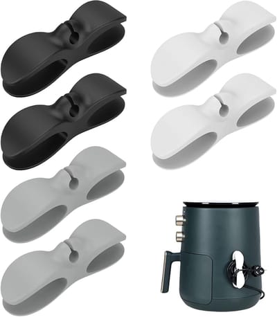 Kabel Organiser - 6 Stuks - Kabelorganizer - Kabel Organiser - Kabelhaspels - Winder Snoer Clip - Zelfklevende kabelorganizerclips - Kabel Draad Clips - Snoer Houder - Kabelhouders - Keuken Organizers - Kabelhaspel Apparaten - Zwart/Grijs/Wit