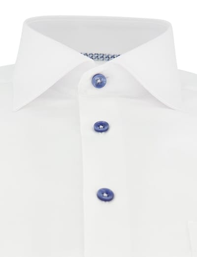 Ledûb Overhemd Modern Fine Twill Cotton Non-Iron Wit-Blauw / male