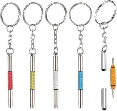 Brillenschroevendraaier, 3-in-1 schroevendraaier voor brillen, reparatieset, roestvrijstalen schroevendraaierset met sleutelhanger, draagbare schroevendraaier voor sieraden