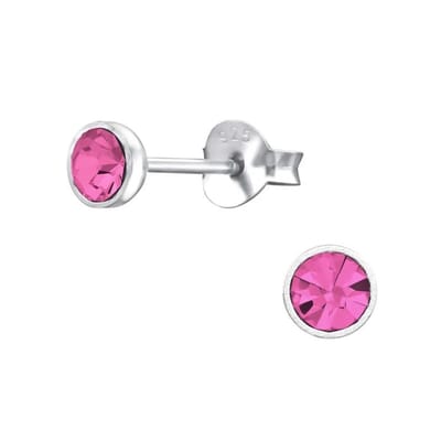 Aramat Jewels | Oorbellen | Zilveren Oorbellen met Kristal 4mm | Lila | |4mm | Zilver | Kinderen, Volwassenen | Verkleurd niet