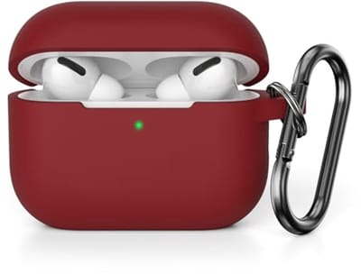 Zachte Siliconen Hoes voor AirPods Pro 2 - Schokabsorberend en Met Carabiner - Burgondisch