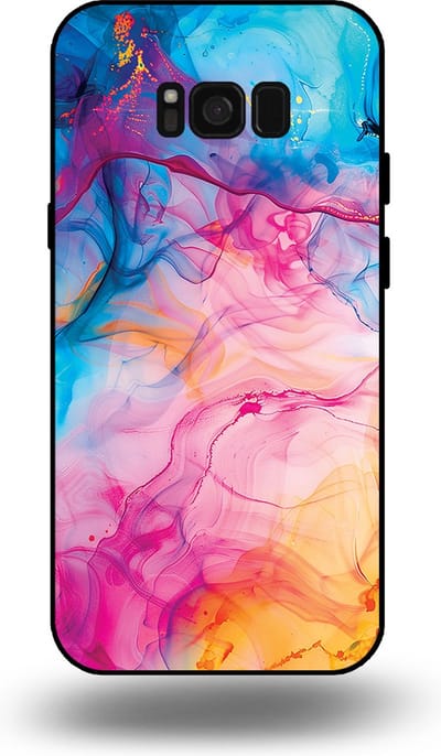 Smartphonica Telefoonhoesje Geschikt voor Samsung Galaxy S8 met Regenboog Acryl Marmer Opdruk - TPU Backcover Case Rainbow Acrylic Marble Design geschikt voor Samsung Galaxy S8