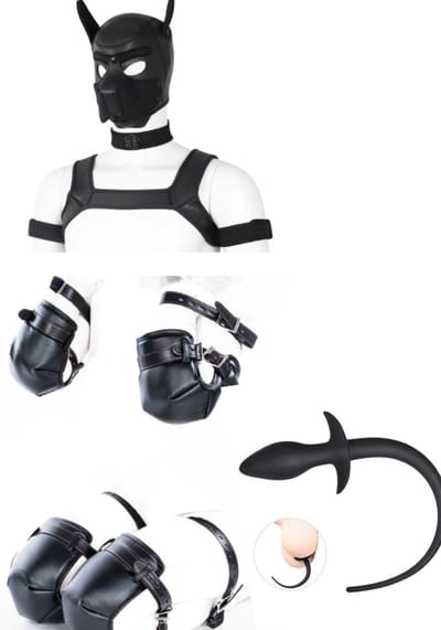 Pet play Deluxe 12 Delige Dog Puppy Set - Roleplay - kinky - luxe set - kwaliteits set - kinky - Zwart - Woeefff