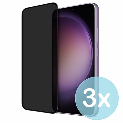 Privacy Screenprotector Geschikt voor Samsung Galaxy S23 – Anti-Gluren – Krasbestendig Gehard Glas 9H – Volledige Dekking – 3-Pack – FuturiQ