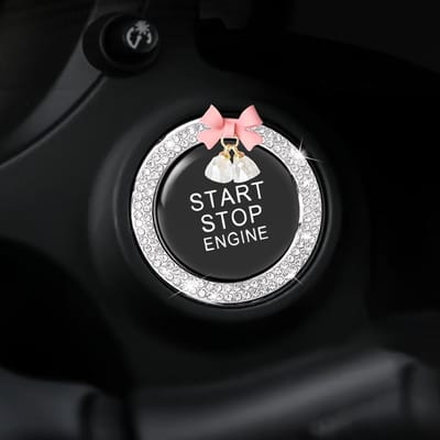 Legering Kristal Auto Decoratieve Ring met Strass Strik voor Startmotor Stopknop, 1 stuk Voertuig Ontsteking Bling Accessoire