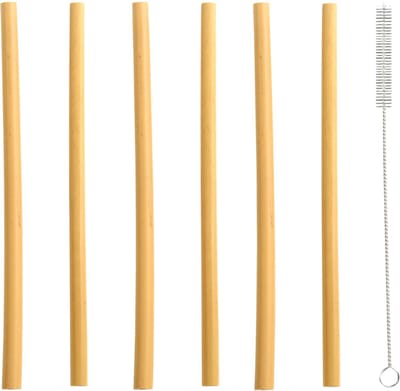 Esschert Design - biologische bamboe drinkrietjes incl. schoonmaakborstel - 6 Stuks