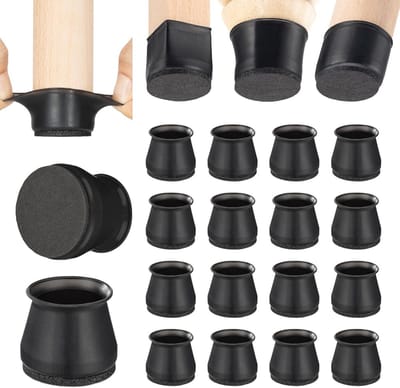16x Stoelpot Dopjes met Vilt Onderkant - Zachte Siliconen Voor Poten van Stoelen - Beschermt Houten Vloeren