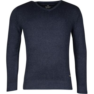 Baileys Trui Cotton V-Neck Allover 2-Tone Deep Denim Blue / male