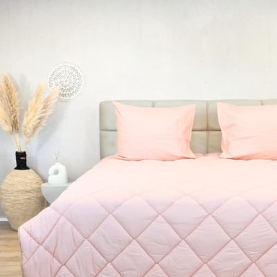 HappyBed Premium All year dekbed enkel 140x200 - Eenpersoonsdekbed - Katoen - Wasbaar dekbed zonder overtrek - Bedrukt dekbed zonder hoes - Hoesloos Dekbed - Vintage pink