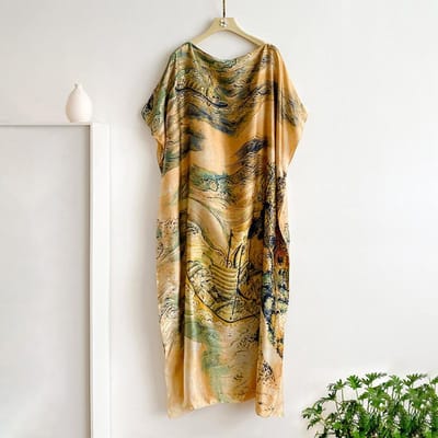 Mode Paisley Satin Ontwerp Lange Jurk Oversized Beroemd Los Zomerse Zonbescherming Sjaal Voor Dames/Vrouwen Outfit beige
