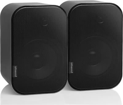 Artsound UNI40, Set van 2 passieve luidsprekers, 2-weg hifi luidspreker, 20-100 watt, muurbeugel met kogelgewricht, geschikt voor grote ruimtes zoals keuken, café, winkel, kleur: zwart