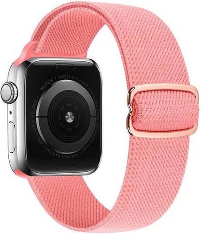 By Qubix - Geschikt voor Apple Watch bandje - Solo Loop Nylon bandje - Roze - Geschikt voor Apple Watch 44mm / 45mm / 46mm / 49mm (Ultra 1,2 en 3) - nylon - bandje iWatch