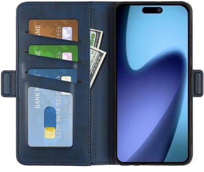 Mobiq - PU Lederen Wallet Hoesje met Sluiting geschikt voor iPhone 17 Air - blauw