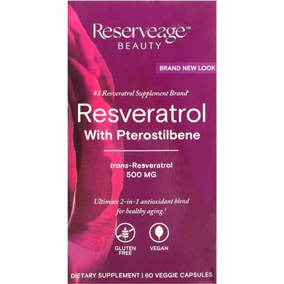 Resveratrol met Pterostilbeen & Actieve Trans-Resveratrol, 500 mg, 60 Veggie Capsules