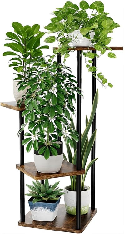 KAD® Plantenrek - Plantenstandaard Binnen - Decoratieve Plantenstandaard - Bruin - 30cm x 30cm x 80cm