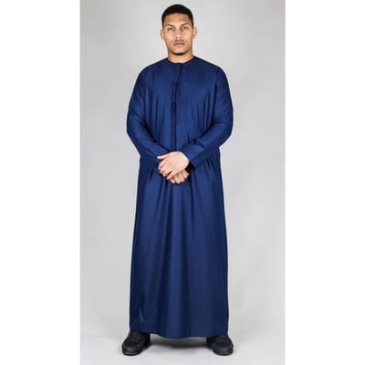 Marineblauwe Thobe Emirati Islamitische Jubba Robe Eid Tassel Regular Fit voor heren