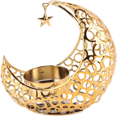 Allecto - Maan Kaarsenhouder - Halve Maan Kandelaar - Eettafel Decoratie - Ramadan Theelichthouder - Uniek Design - Stijlvol - Voor Kerst - Goudkle..