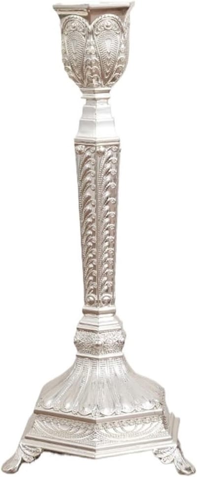 Elegante kandelaar - Kaarsenhouder Metaal - Sfeervol Interieur - Robuuste Constructie - 10x10x10 mm - Zilver