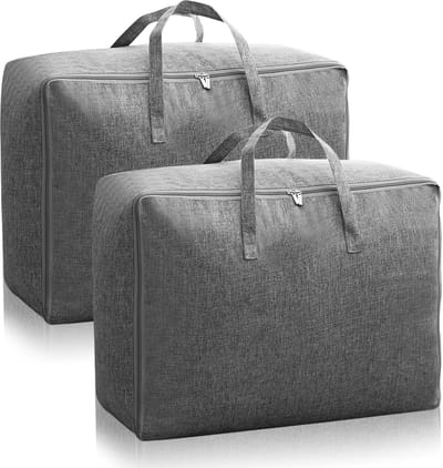 2 stuks Opbergtas, 105L Opbergdoos Onderbed Opbergtas Groot met Ritssluiting Opbergzak voor Beddengoed Kleding Dekbedden Kleding 50x30x70cm