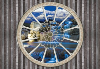 Fotobehang Wood Waterfalls Nature | XL - 208cm x 146cm | 130g/m2 Vlies