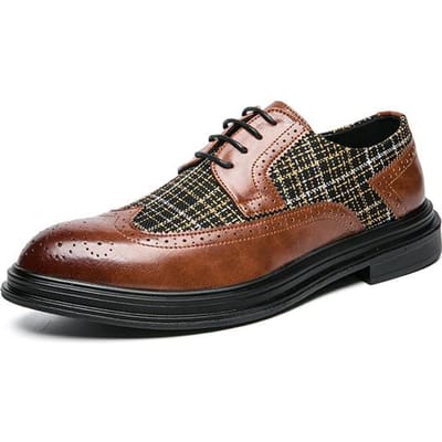 Heren Jurk Oxford Schoenen Mode Echt Leer Bedrukking Brogue Bruiloft Feest Formele Zakelijke Schoenen Voor Heren Comfortabele Leren Schoenen 39 bruin