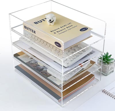 Bureau Organizer Set - Papier Lades - Documenten Sorteren - Stapelbaar Ontwerp - 32.5cm Lengte - Transparant