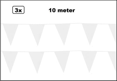 3x Vlaggenlijn Wit 10 meter – Geleverd in doosje ivm beschadigen- Landen festival thema feest vlaglijn verjaardag fun party