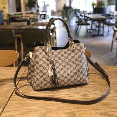 Lente en Zomer Tas Dames Makkelijk Te Dragen Mode Geprint Atmosferische Handtas Enkele Schouder Diagonale Span Tas gray