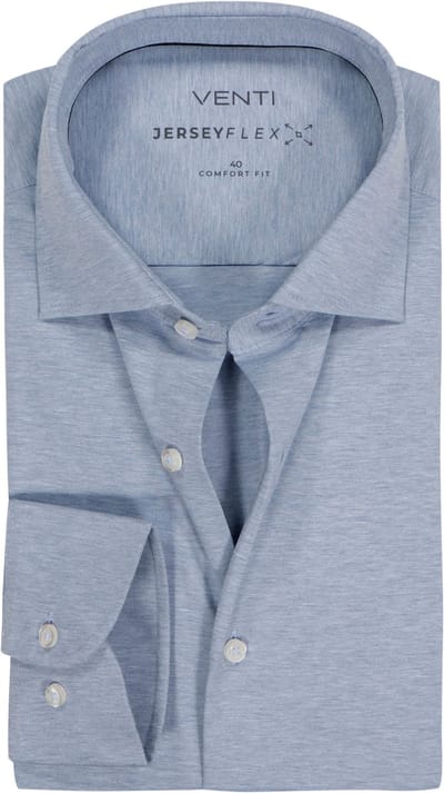 VENTI CASA MODA comfort fit overhemd - jersey - lichtblauw - Strijkvriendelijk - Boordmaat: 40 (EU maat: M)