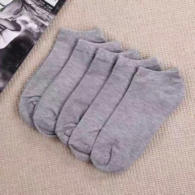 Lot de 5 paires de chaussettes pour femme, couleur unie, blanches et noires, chaussettes de sport respirantes et confortables en coton pour le sol gray