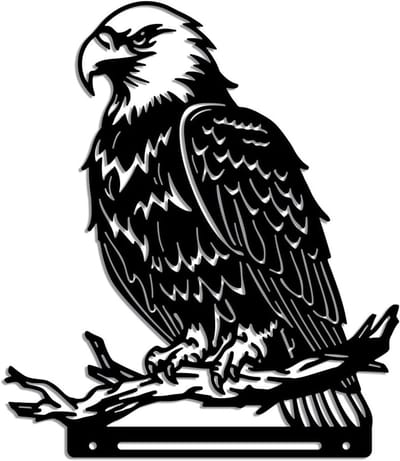 Eagle Metalen Tuin Decoratie, IJzeren Vogel op Tak, Zwart Silhouet voor Buiten, Tuinornamenten en Tuindecoratie voor Muur en Hek